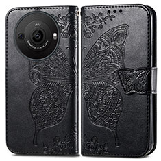 Coque Portefeuille Papillon Livre Cuir Etui Clapet pour Sharp Aquos R8 Pro Noir