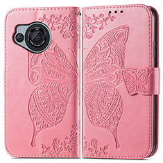 Coque Portefeuille Papillon Livre Cuir Etui Clapet pour Sharp Aquos R8 Rose Rouge