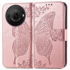 Coque Portefeuille Papillon Livre Cuir Etui Clapet pour Sharp Aquos R8s Pro Or Rose