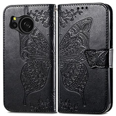 Coque Portefeuille Papillon Livre Cuir Etui Clapet pour Sharp Aquos Sense8 Noir