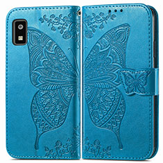 Coque Portefeuille Papillon Livre Cuir Etui Clapet pour Sharp Aquos wish3 Bleu