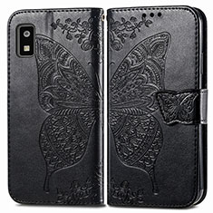 Coque Portefeuille Papillon Livre Cuir Etui Clapet pour Sharp Aquos wish3 Noir