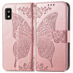 Coque Portefeuille Papillon Livre Cuir Etui Clapet pour Sharp Aquos wish3 Or Rose