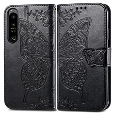 Coque Portefeuille Papillon Livre Cuir Etui Clapet pour Sony Xperia 1 IV Noir