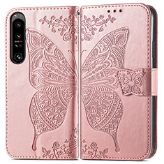 Coque Portefeuille Papillon Livre Cuir Etui Clapet pour Sony Xperia 1 IV Rose