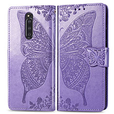 Coque Portefeuille Papillon Livre Cuir Etui Clapet pour Sony Xperia 1 Violet Clair