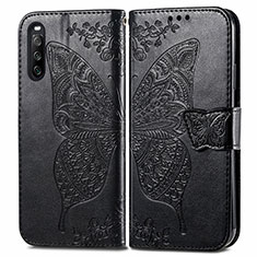 Coque Portefeuille Papillon Livre Cuir Etui Clapet pour Sony Xperia 10 III Lite Noir