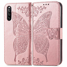 Coque Portefeuille Papillon Livre Cuir Etui Clapet pour Sony Xperia 10 III Lite Rose