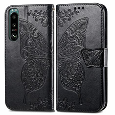 Coque Portefeuille Papillon Livre Cuir Etui Clapet pour Sony Xperia 5 III Noir