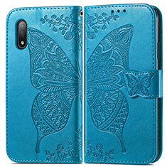 Coque Portefeuille Papillon Livre Cuir Etui Clapet pour Sony Xperia Ace II Bleu