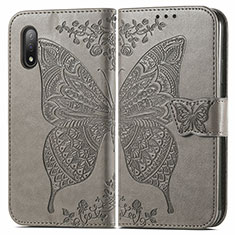 Coque Portefeuille Papillon Livre Cuir Etui Clapet pour Sony Xperia Ace II Gris