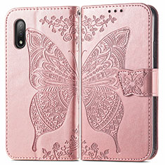 Coque Portefeuille Papillon Livre Cuir Etui Clapet pour Sony Xperia Ace II Rose