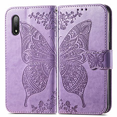 Coque Portefeuille Papillon Livre Cuir Etui Clapet pour Sony Xperia Ace II SO-41B Violet Clair