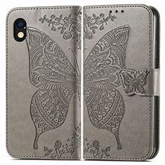 Coque Portefeuille Papillon Livre Cuir Etui Clapet pour Sony Xperia Ace III SO-53C Gris