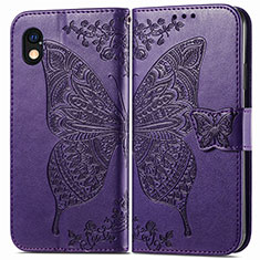 Coque Portefeuille Papillon Livre Cuir Etui Clapet pour Sony Xperia Ace III SO-53C Violet