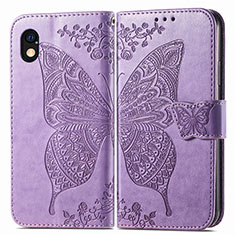 Coque Portefeuille Papillon Livre Cuir Etui Clapet pour Sony Xperia Ace III SO-53C Violet Clair