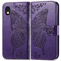 Coque Portefeuille Papillon Livre Cuir Etui Clapet pour Sony Xperia Ace III SOG08 Violet