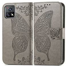 Coque Portefeuille Papillon Livre Cuir Etui Clapet pour Vivo iQOO U3 5G Gris