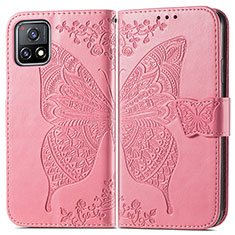 Coque Portefeuille Papillon Livre Cuir Etui Clapet pour Vivo iQOO U3 5G Rose Rouge