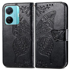 Coque Portefeuille Papillon Livre Cuir Etui Clapet pour Vivo iQOO Z6 Pro 5G Noir