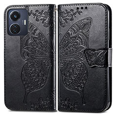 Coque Portefeuille Papillon Livre Cuir Etui Clapet pour Vivo T1 4G Noir