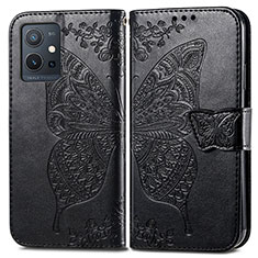 Coque Portefeuille Papillon Livre Cuir Etui Clapet pour Vivo T1 5G India Noir