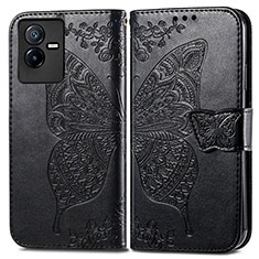 Coque Portefeuille Papillon Livre Cuir Etui Clapet pour Vivo T2x 5G Noir