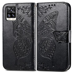 Coque Portefeuille Papillon Livre Cuir Etui Clapet pour Vivo V20 (2021) Noir