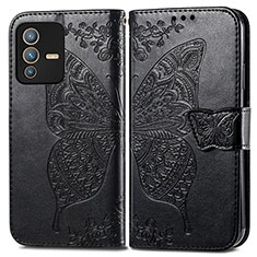 Coque Portefeuille Papillon Livre Cuir Etui Clapet pour Vivo V23 5G Noir