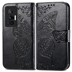 Coque Portefeuille Papillon Livre Cuir Etui Clapet pour Vivo X70 Pro 5G Noir