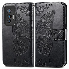 Coque Portefeuille Papillon Livre Cuir Etui Clapet pour Vivo X70t Noir