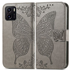 Coque Portefeuille Papillon Livre Cuir Etui Clapet pour Vivo Y01 Gris