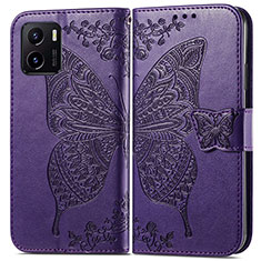 Coque Portefeuille Papillon Livre Cuir Etui Clapet pour Vivo Y01 Violet