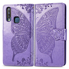 Coque Portefeuille Papillon Livre Cuir Etui Clapet pour Vivo Y11 Violet Clair