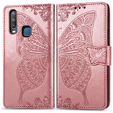 Coque Portefeuille Papillon Livre Cuir Etui Clapet pour Vivo Y12 Rose