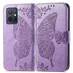 Coque Portefeuille Papillon Livre Cuir Etui Clapet pour Vivo Y30 5G Violet Clair