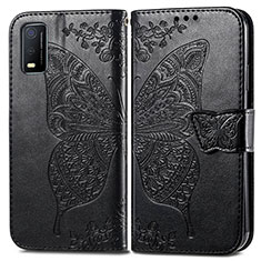 Coque Portefeuille Papillon Livre Cuir Etui Clapet pour Vivo Y3s (2021) Noir