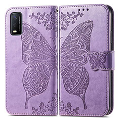 Coque Portefeuille Papillon Livre Cuir Etui Clapet pour Vivo Y3s (2021) Violet Clair