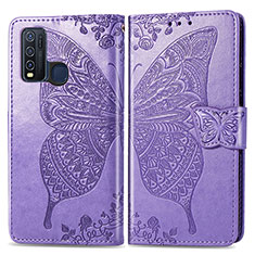 Coque Portefeuille Papillon Livre Cuir Etui Clapet pour Vivo Y50 Violet Clair