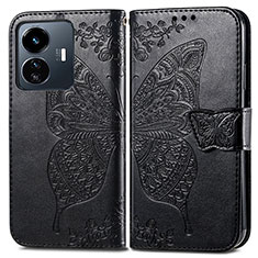 Coque Portefeuille Papillon Livre Cuir Etui Clapet pour Vivo Y77e t1 Noir