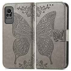 Coque Portefeuille Papillon Livre Cuir Etui Clapet pour Xiaomi Civi 1S 5G Gris