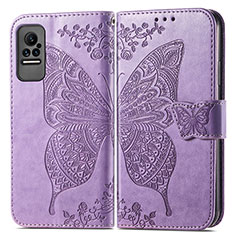 Coque Portefeuille Papillon Livre Cuir Etui Clapet pour Xiaomi Civi 1S 5G Violet Clair