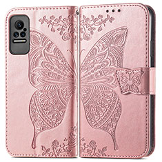 Coque Portefeuille Papillon Livre Cuir Etui Clapet pour Xiaomi Civi 5G Rose