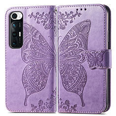 Coque Portefeuille Papillon Livre Cuir Etui Clapet pour Xiaomi Mi 10S 5G Violet Clair