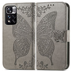 Coque Portefeuille Papillon Livre Cuir Etui Clapet pour Xiaomi Mi 11i 5G (2022) Gris