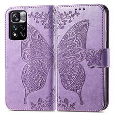 Coque Portefeuille Papillon Livre Cuir Etui Clapet pour Xiaomi Mi 11i 5G (2022) Violet Clair