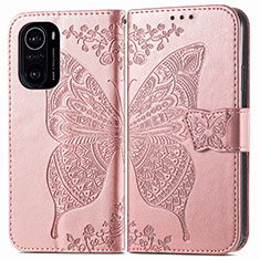 Coque Portefeuille Papillon Livre Cuir Etui Clapet pour Xiaomi Mi 11i 5G Rose