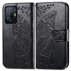 Coque Portefeuille Papillon Livre Cuir Etui Clapet pour Xiaomi Mi 11T 5G Noir