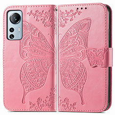 Coque Portefeuille Papillon Livre Cuir Etui Clapet pour Xiaomi Mi 12 Pro 5G Rose Rouge