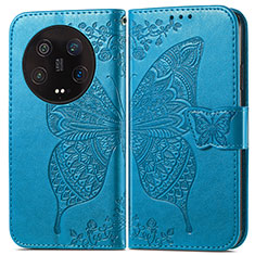 Coque Portefeuille Papillon Livre Cuir Etui Clapet pour Xiaomi Mi 13 Ultra 5G Bleu